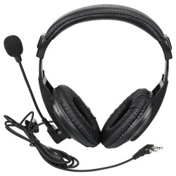 AOER Over-Ear Hearing-Protection Headset with Boom Mic, PTT (2-Pin, Black)
