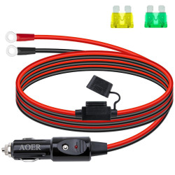 AOER 12 AWG Heavy Duty Cigarette Lighter Plug Adapter Cable, 10FT, Fused, LED Indicator AOER 12 AWG Heavy Duty Cigarette Lighter Plug Adapter Cable, 10FT, Fused, LED Indicator