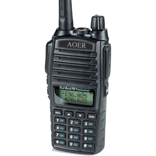 AOER High Power Dual Band Handheld Two-Way Radio (VHF 136–174MHz / UHF 400–520MHz), 128 Channels, VOX & Battery Saver